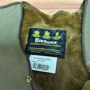 Barbour Warm Pile / snap Lined Gilet  Waistcoat/snap in Liner Vest Brown